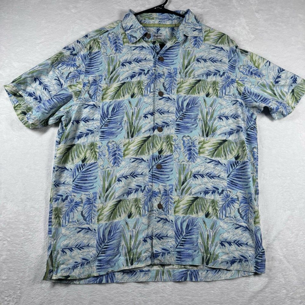 Tommy Bahama Men's Silk Hawaiian‎ Shirt Size M Tropical Leaves Button Up Club